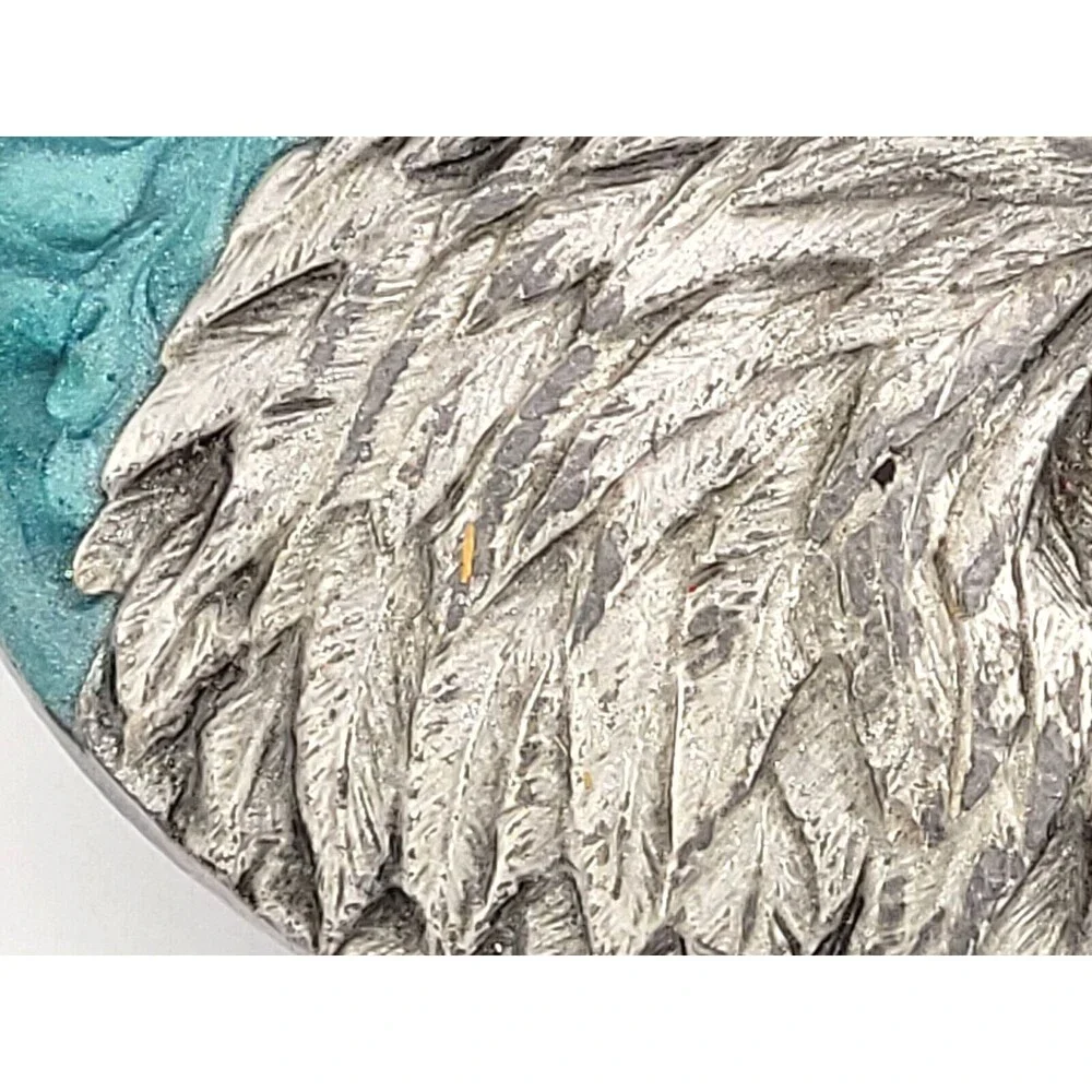 Vintage 1987 Siskiyou Turquoise Enamel Pewter 🦅Eagle Belt Buckle